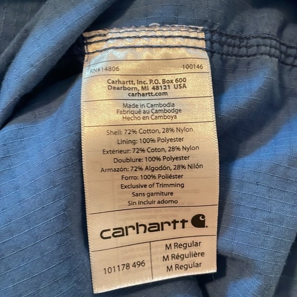 Carhartt Force Men's Blue Short Sleeve Shirt Fishing Relaxed Fit EUC Medium - Picture 7 of 7
